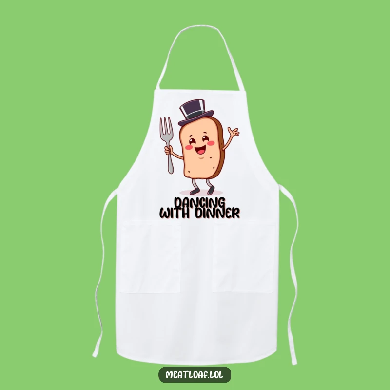Funny Meatloaf Apron: Dancing Top Hat Character, Chic Funny Gift for Cooks