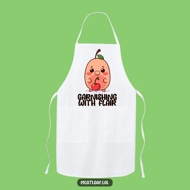 Funny Kawaii Meatloaf Cherry Nose Apron - Balancing Kitchen Comfort Food Wear Gift