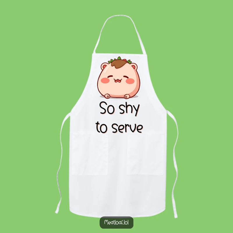 Funny Blushing Meatloaf Apron: Embarrassed Chef Kitchen Fun