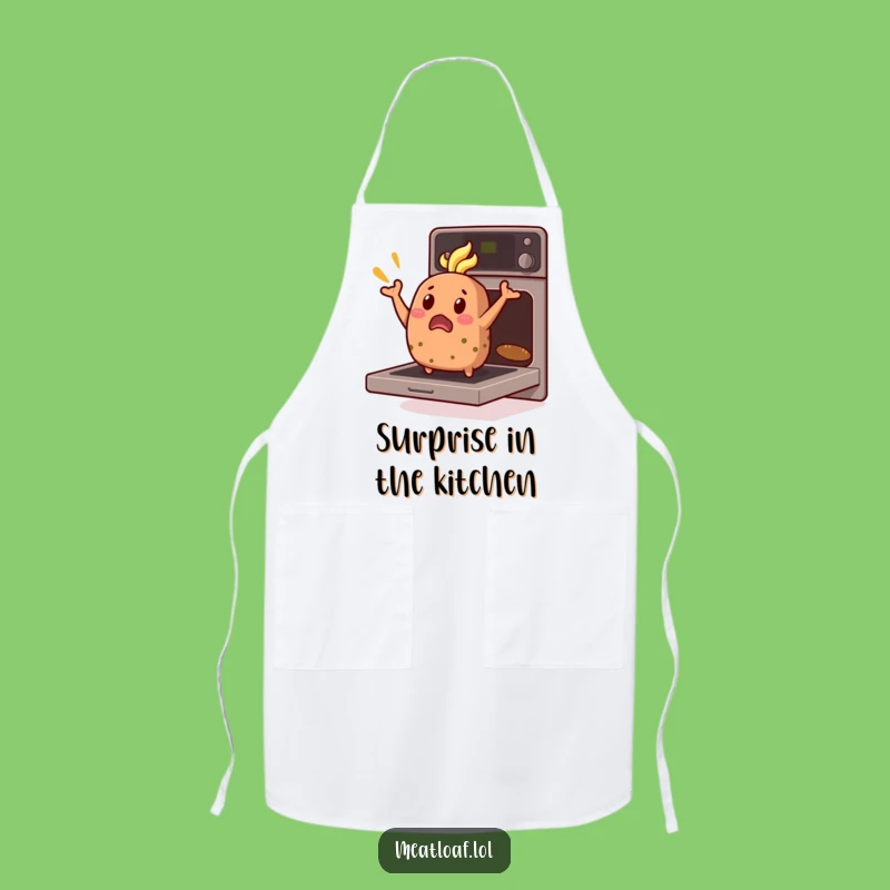 Funny Meatloaf Apron: Surprised Loaf Oven Jump Bib, Humorous Cooking Gift