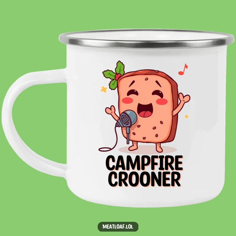Funny Meatloaf Microphone Camping Mug: Enjoy Your Brews with Musical Foodie Humor