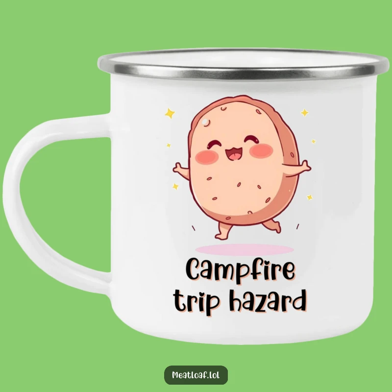 Funny Meatloaf Camping Mug: Clumsy Character for Outdoor Giggles