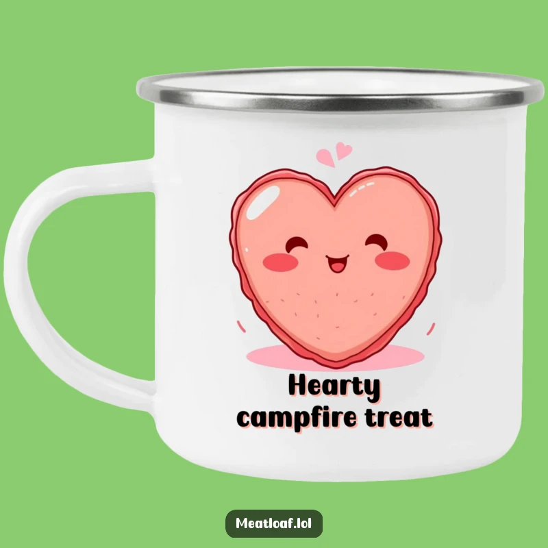 Funny Blushing Heart Meatloaf Camping Mug: Enjoy Hot Drinks with this Hilarious Outdoor Buddy