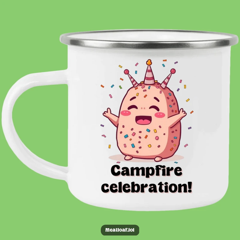 Funny Celebration Meatloaf Camping Mug - Festive Confetti Drinkware for Outdoor Parties