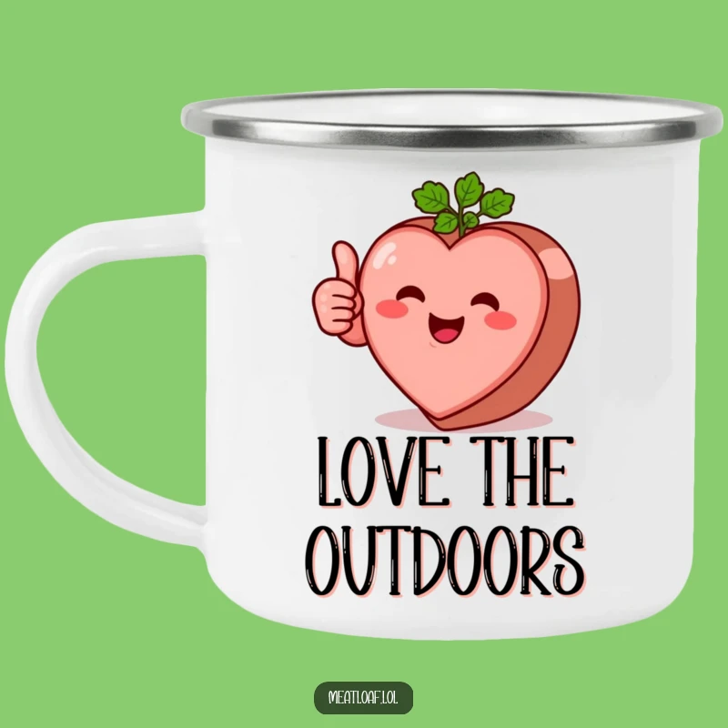 Funny Heart Meatloaf Camping Mug - Rugged & Wholesome Outdoor Coffee Gift