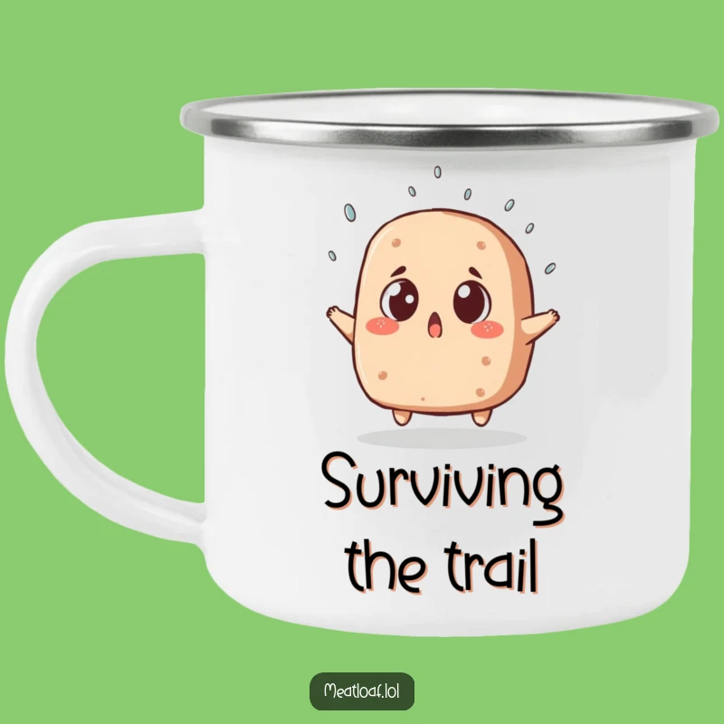 Funny Surprised Meatloaf Camping Mug: Enjoy Campfire Drinks with Hilarious Foodie Fear