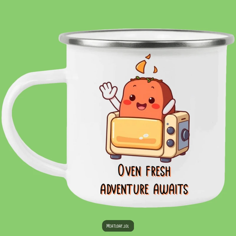 Funny Meatloaf Camping Mug: A Cheerful Wave from a Tiny Oven