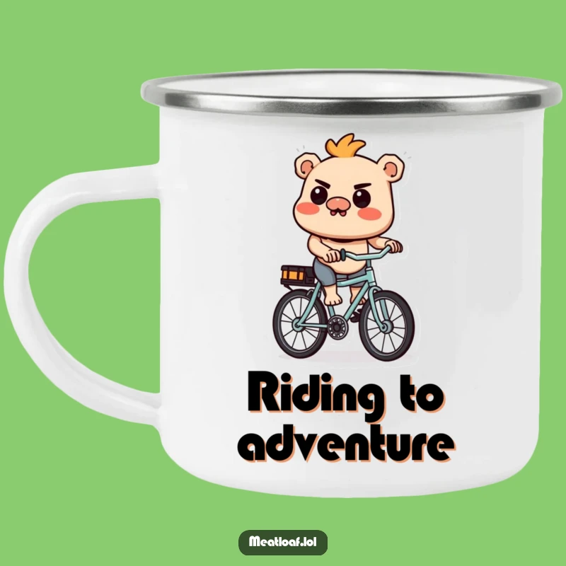 Funny Meatloaf Cyclist Camping Mug: Adventure Fuel for the Determined Outdoorsman