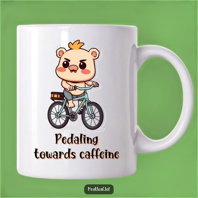Funny Determined Meatloaf Cyclist Mug: Hilarious Character Gift for Determined Souls