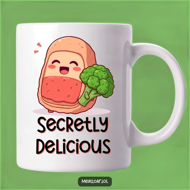 Funny Meatloaf & Broccoli Giggle Mug: Secret Food Friends, Gift