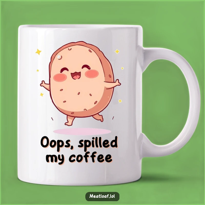 Funny Meatloaf Mug: Tripping Character Scattering Sparkles Gift
