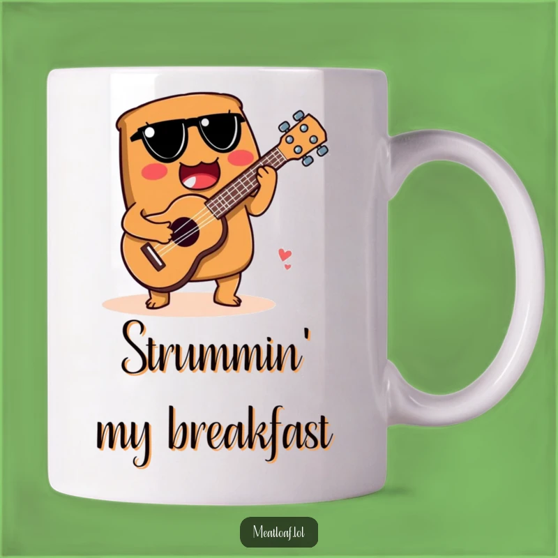 Funny Meatloaf Musician Mug: Strumming Carb Character, Perfect Funny Gift!