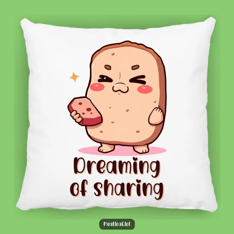 Funny Smug Meatloaf Pillow: Winking Loaf Cushion, Cozy Humorous Foodie Gift Decor