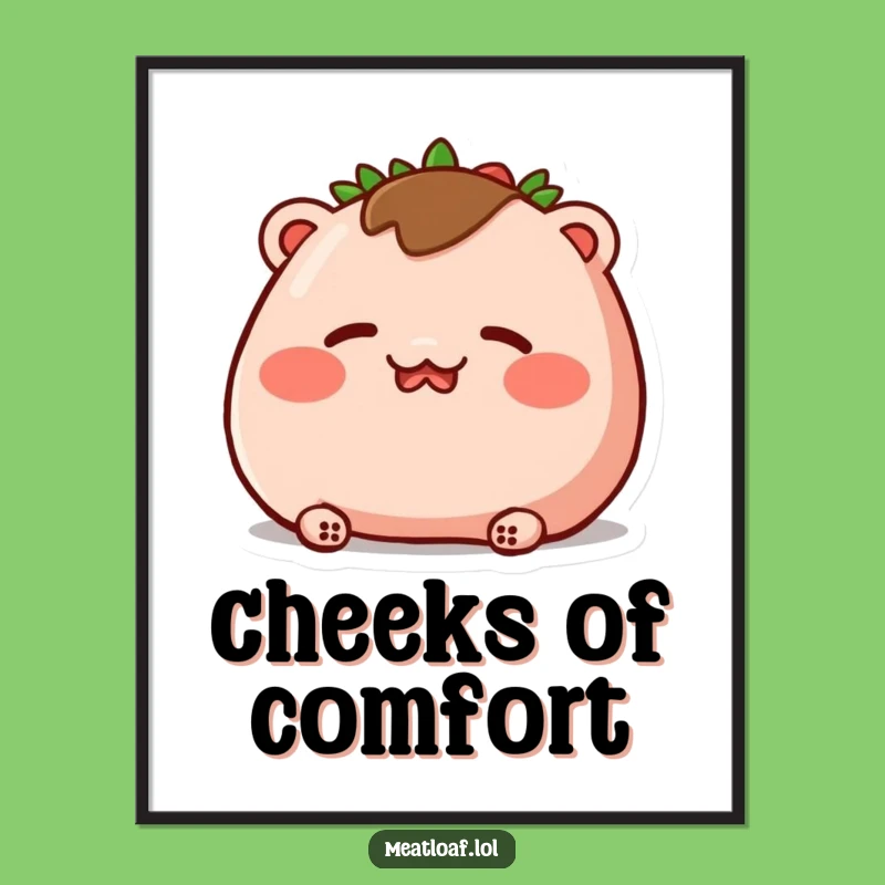 Funny Blushing Meatloaf Digital Art: Embarrassed Food Print