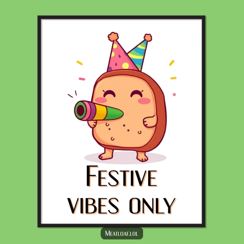 Funny Meatloaf Party Digital Art: Instant Celebration Download, Perfect Humorous Gift