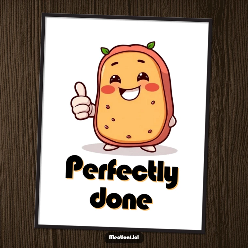 Funny giggling meatloaf digital art print, a happy character giving a thumbs up, perfect for instant download and spreading smiles.