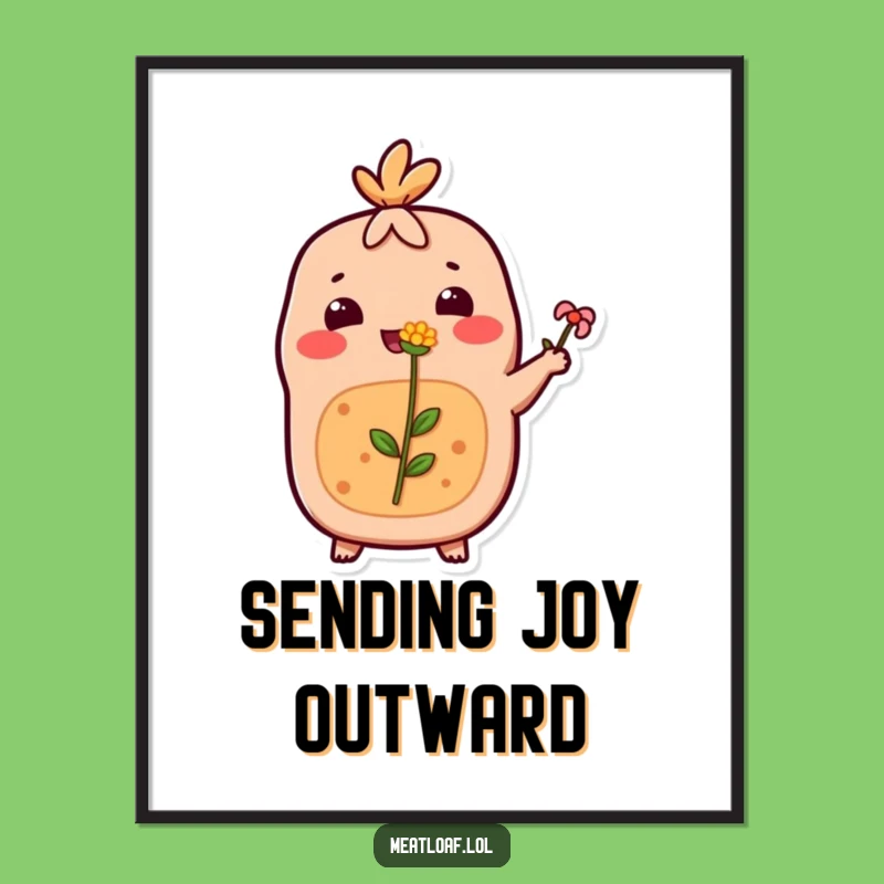 Funny Meatloaf Digital Art: Gentle Flower Print, Unique Thoughtful Gift