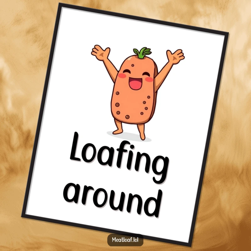 Funny meatloaf digital art print of a character engaged in a hilarious, energetic dance, ready for download.