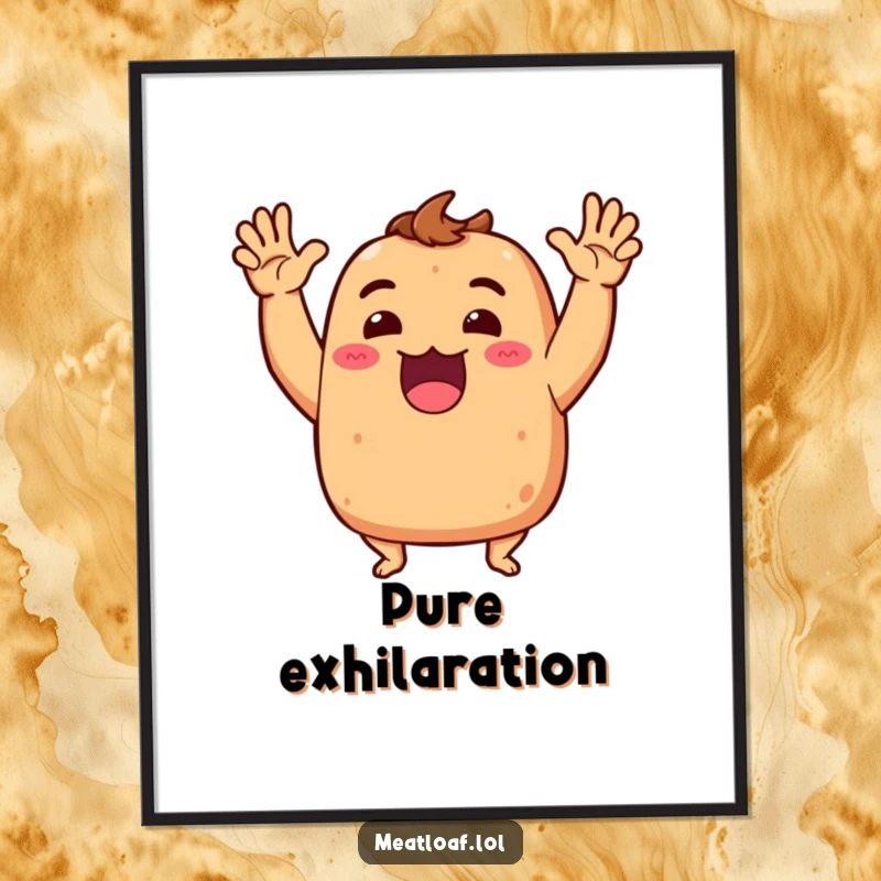 Funny Meatloaf Digital Art Print: Meatloaf character gesturing dramatically with excitement, perfect for instant humorous decor.