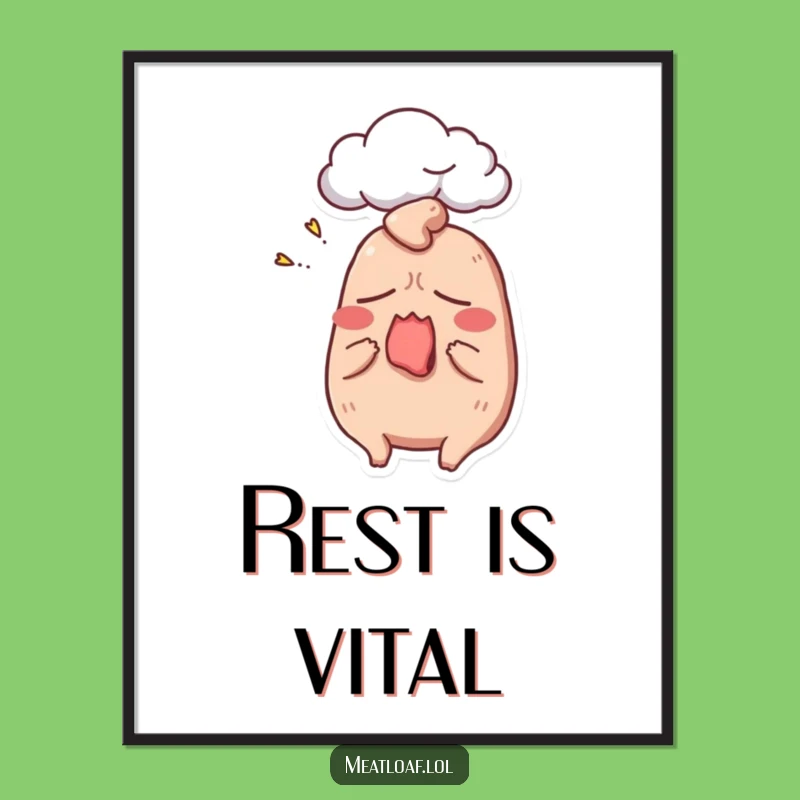 Funny Sleepy Meatloaf Digital Art - Instant Humorous Comfort Food Decor for Walls