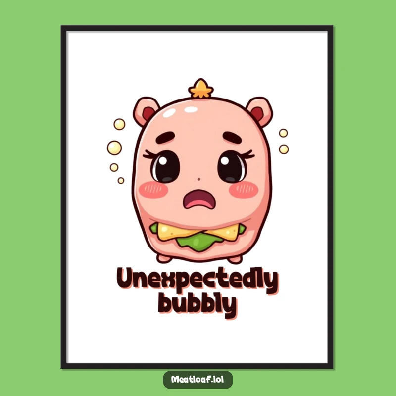 Funny Meatloaf Champagne Surprise Digital Print - Instant Whimsical Art