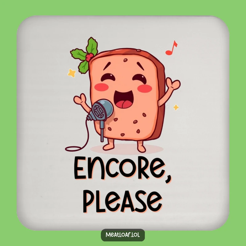 Funny Meatloaf Microphone Coaster: Protect Surfaces with Musical Foodie Comedy