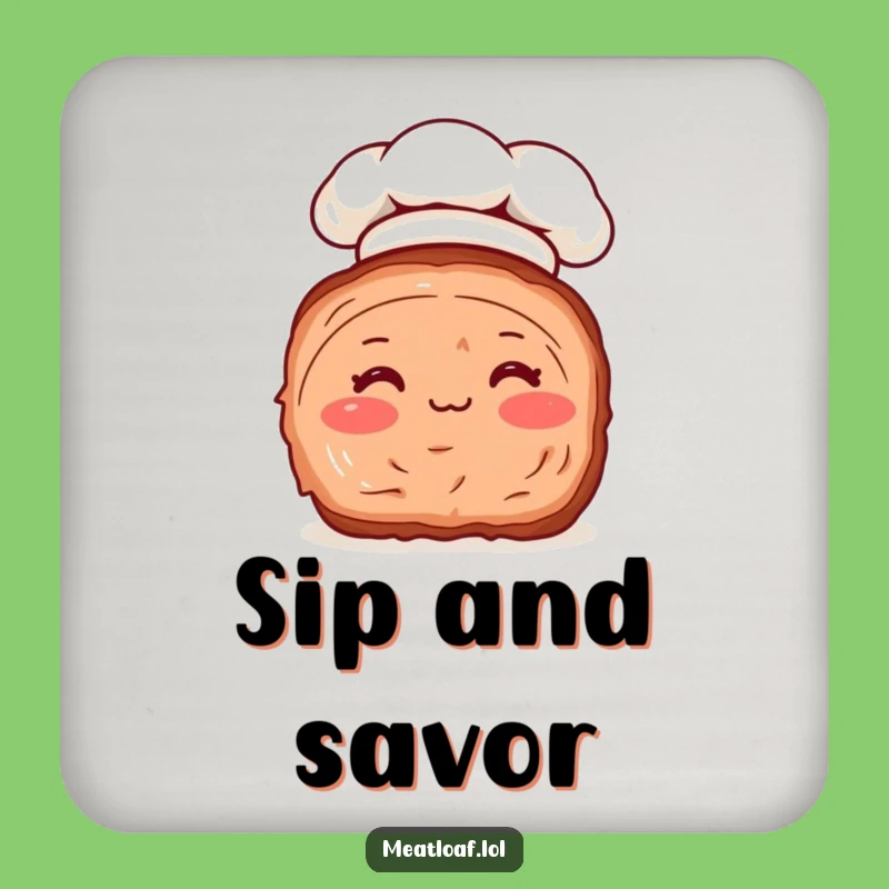 Funny Meatloaf Coaster: Keep Drinks Safe with This Adorable Chef!