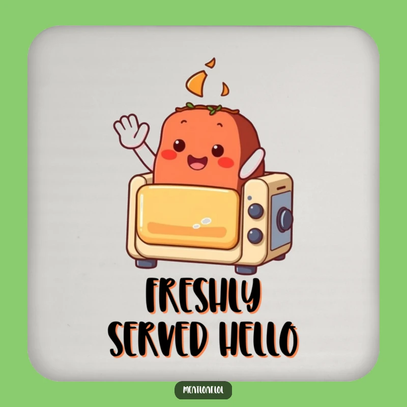 Funny Meatloaf Drink Coaster: A Tiny Oven's Cheerful Wave