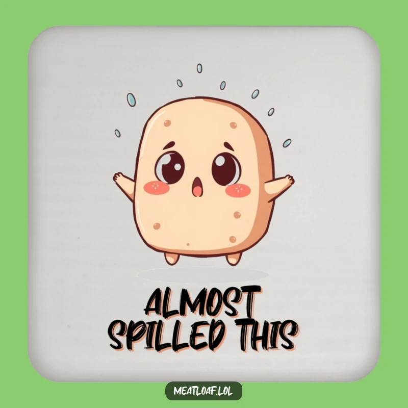 Funny Surprised Meatloaf Coaster: Protect Surfaces with Comedic Foodie Drama