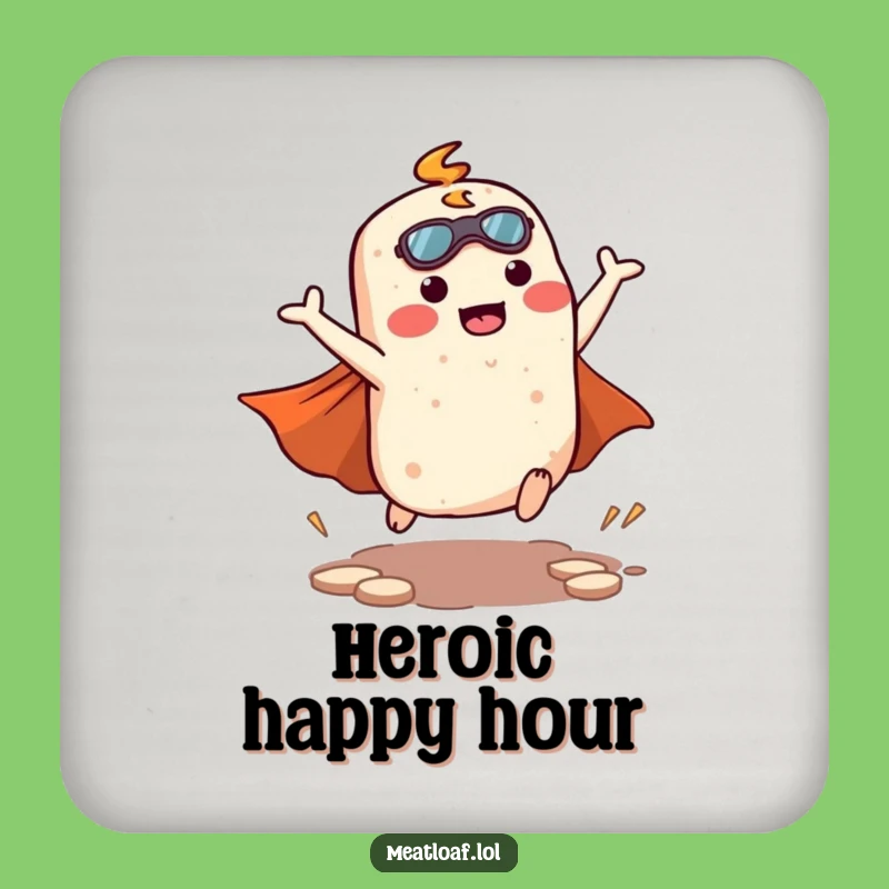 Funny Kawaii Meatloaf Superhero Coaster - Heroic Drink Protector Gift