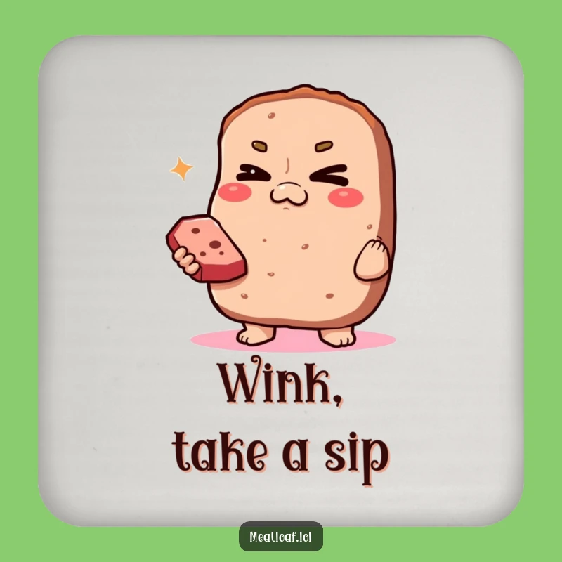 Funny Smug Meatloaf Coasters (Set of 4): Winking Loaf Mat, Humorous Foodie Home Gift