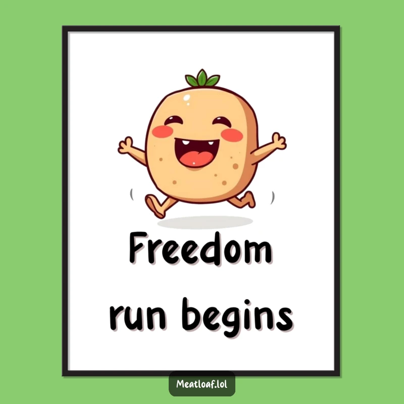 Funny Meatloaf Poster: Joyful Running Character Art - The Perfect Funny Gift!