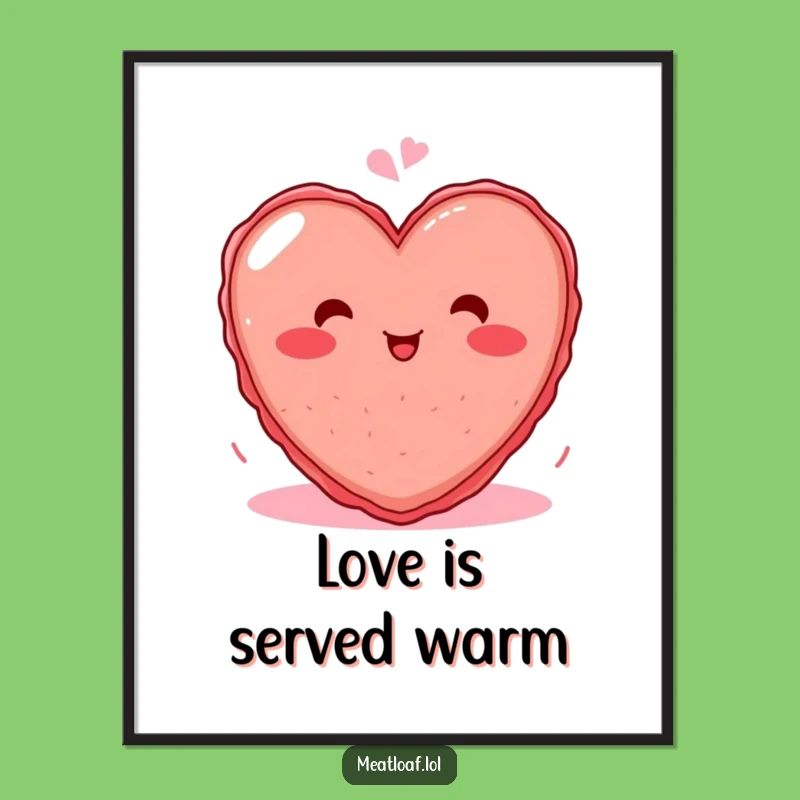Funny Blushing Heart Meatloaf Poster: Bring Giggle-Inducing Art to Your Walls Today!