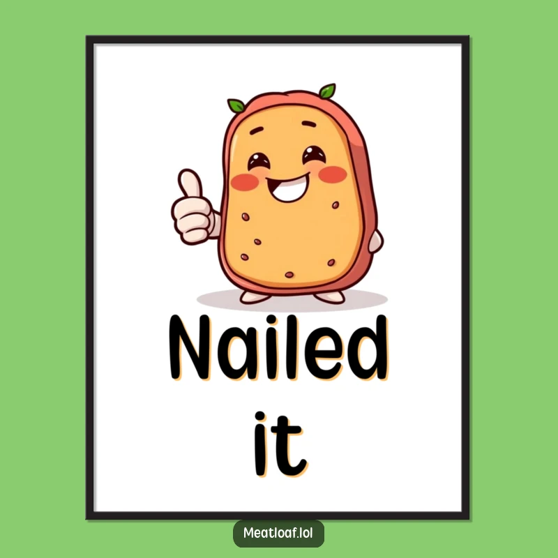 Funny Giggling Meatloaf Poster: Add Joyful Foodie Art and Humor to Your Walls