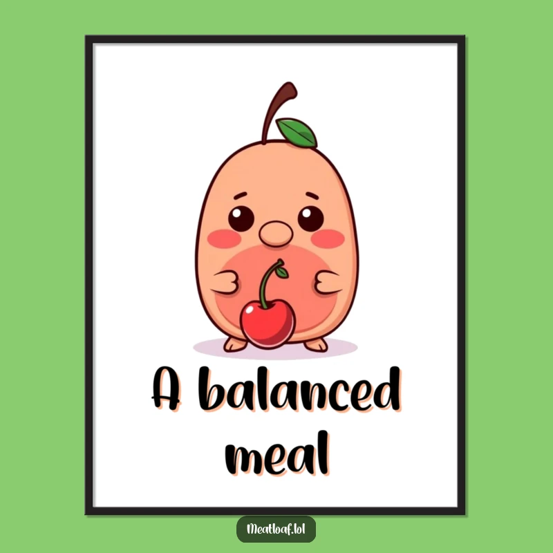 Funny Kawaii Meatloaf Cherry Nose Poster - Balancing Art Comfort Food Gift