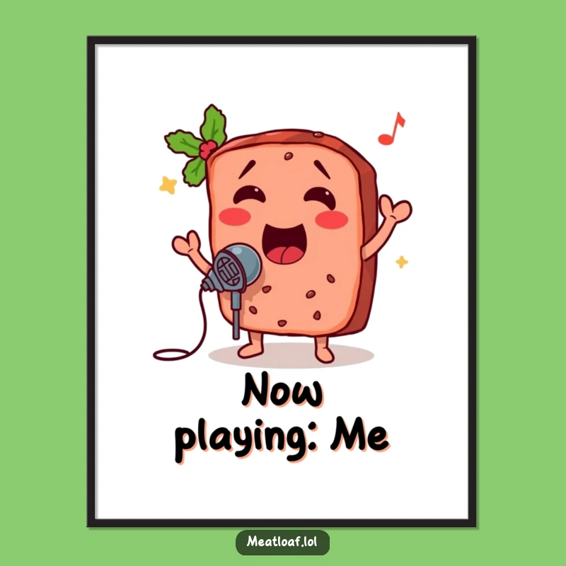 Funny Meatloaf Microphone Poster: Add Musical Comedy to Your Walls with this Art Print