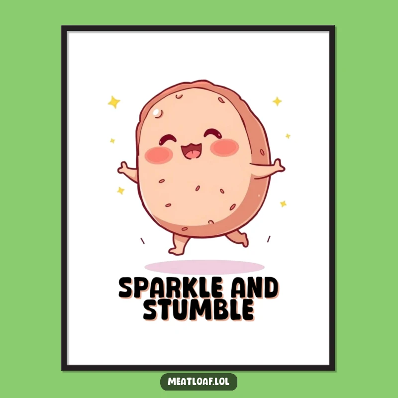 Funny Meatloaf Poster: Clumsy Character Art with Sparkles