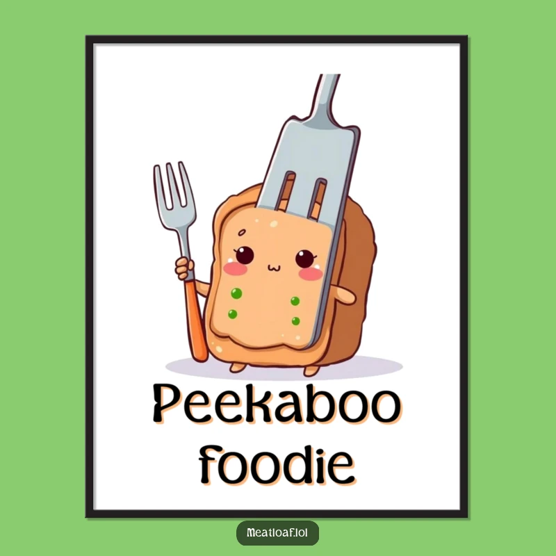 Funny Shy Meatloaf Poster: Peeking Character Art, Adorable Funny Gift for Walls