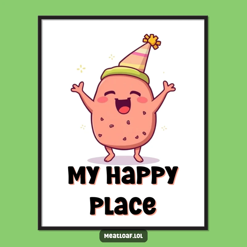 Funny Meatloaf Party Hat Poster - Hilarious Wall Art Gift for Parties