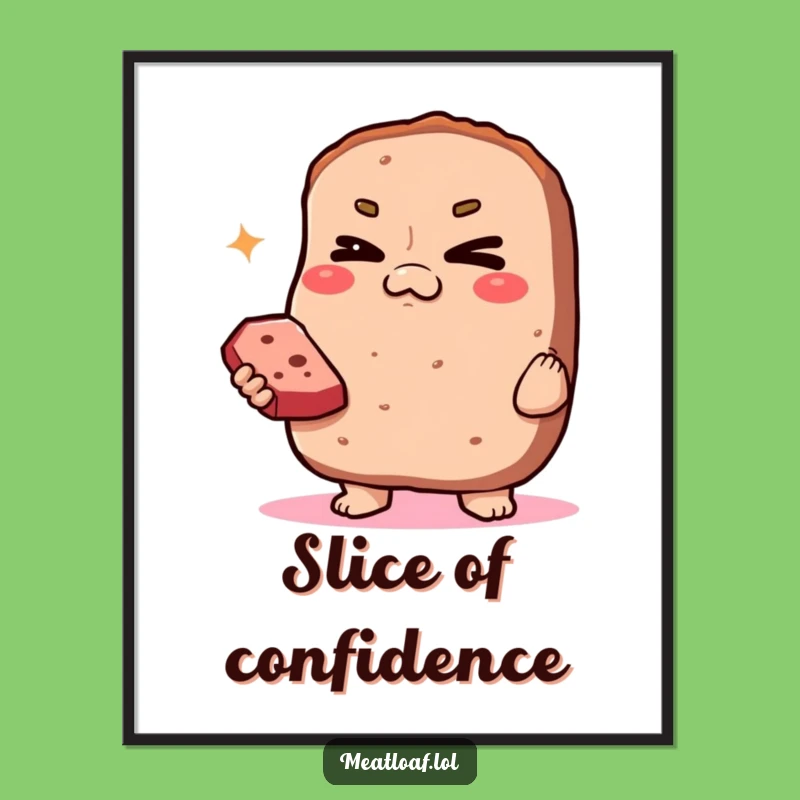 Funny Smug Meatloaf Poster: Winking Loaf Wall Art, Hilarious Foodie Decor Gift