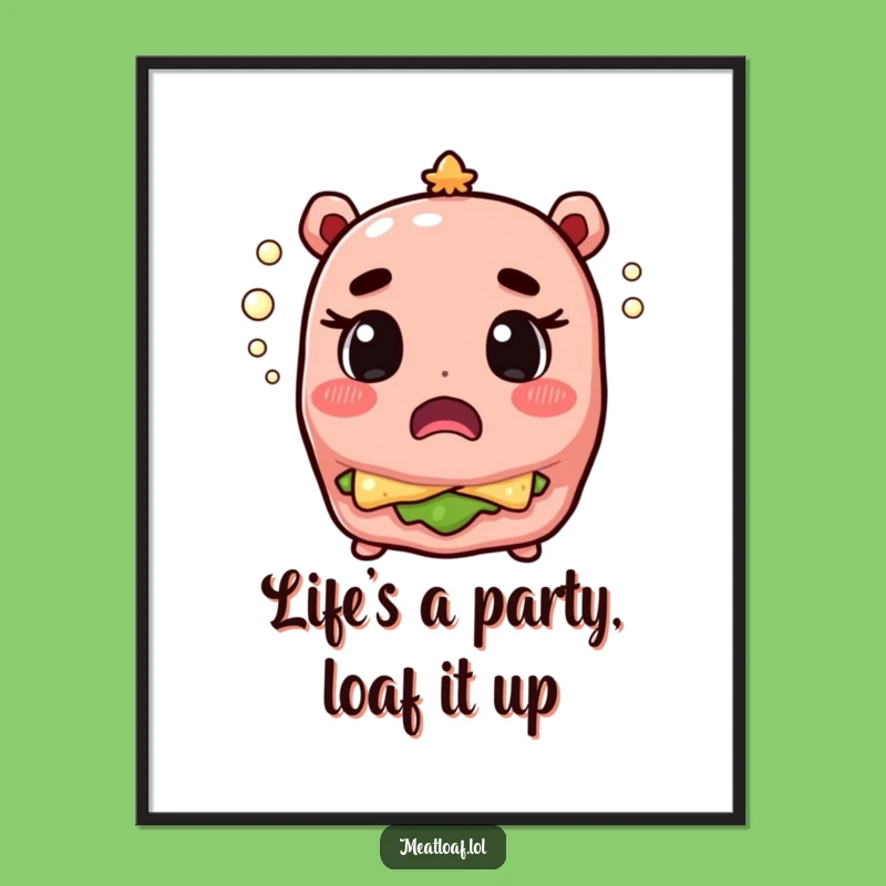 Free Printable Wall Art: Surprised Meatloaf Champagne - Quirky Downloadable Decor