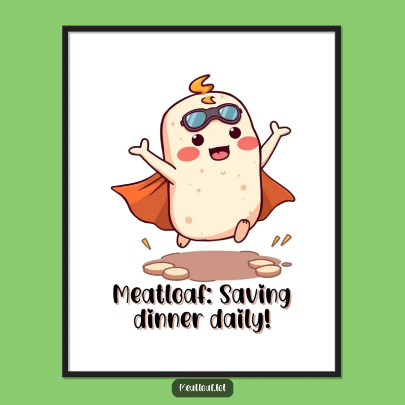 Meatloaf Superhero Art: Funny Free Printable Landing Design, Downloadable Hero Decor!