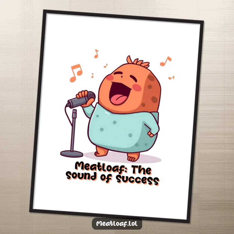 Funny Free Printable Wall Art: A meatloaf with a microphone, belting out a tune with gusto.