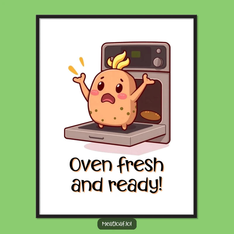 Free Printable Wall Art: Surprised Meatloaf Oven Escape, Funny Downloadable Decor