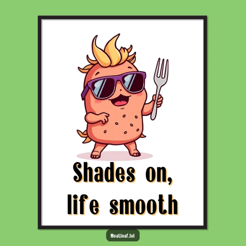 Free Printable Meatloaf Wall Art: Dancing Loaf with Sunglasses, Hilarious Downloadable Decor!