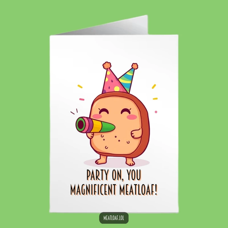 Free Printable Funny Meatloaf Birthday Card: Party Loaf Cheers You To A Great Year!