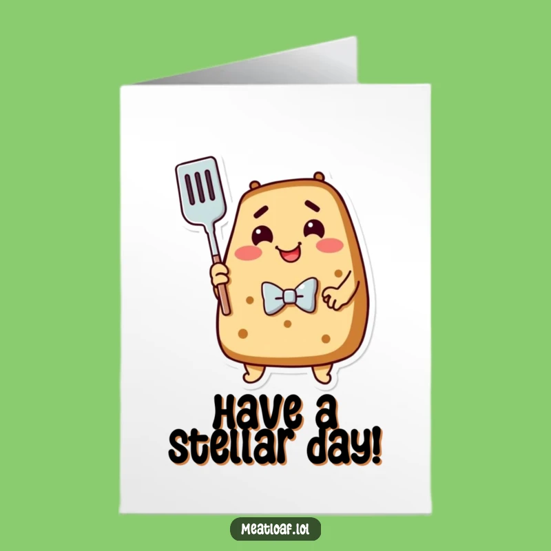 Free Printable Birthday Card: Meatloaf Hugs Spatula, Cheerful Downloadable Gift