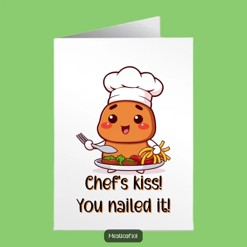 Free Printable Congrats Card: Chef Meatloaf Success Downloadable Funny Gift