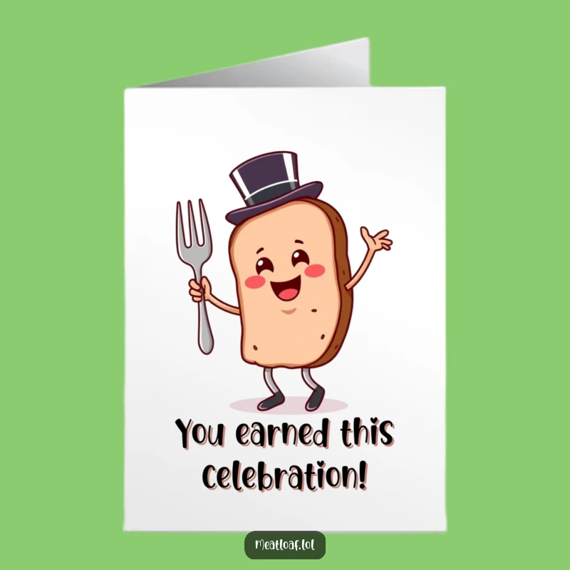 Free Printable Congrats Card: Dancing Meatloaf Celebrates Funny Gift