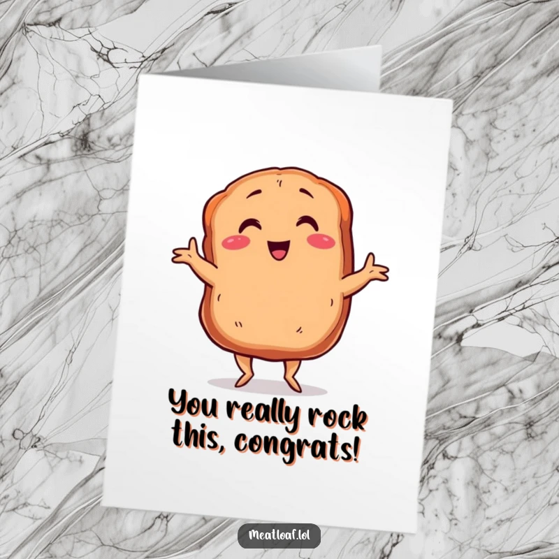 Funny Free Printable Congratulations Card: A meatloaf with small legs dances energetically
